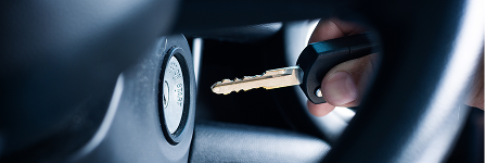 Car key and ignition.